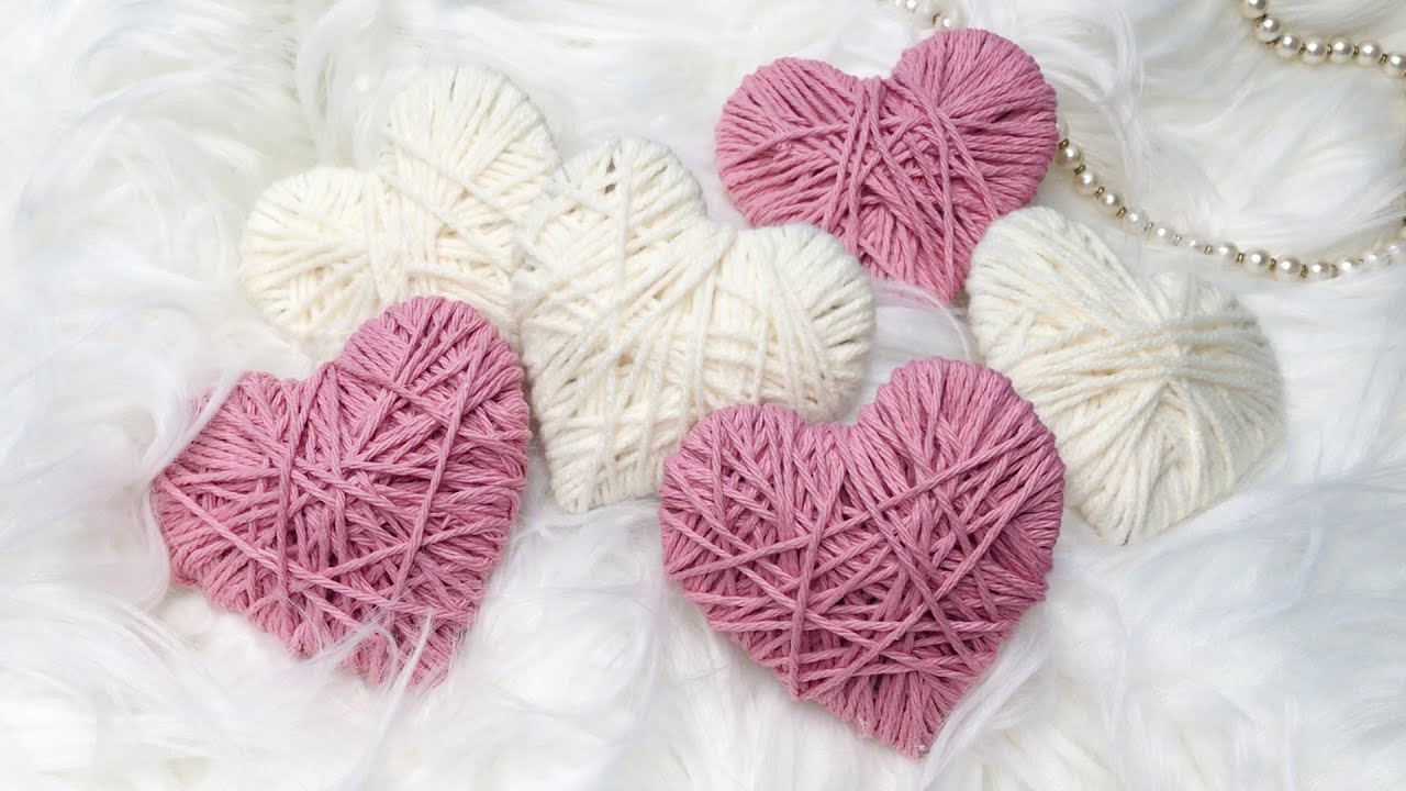 Yarn Wrapped Hearts | Valentine's Craft