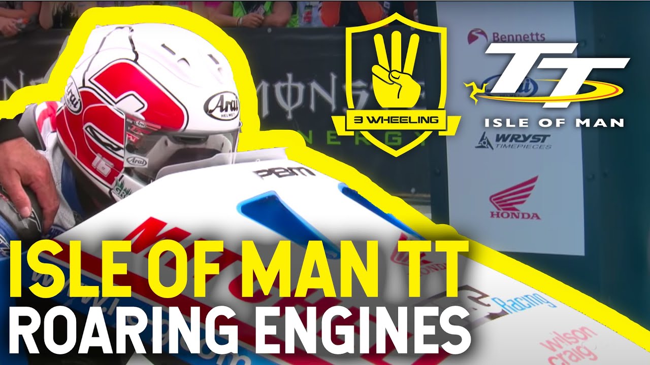 ROARING ENGINES! Isle of Man TT - Sidecar Race 1 Start Line - Red Flagged - 3 Wheeling. 2016
