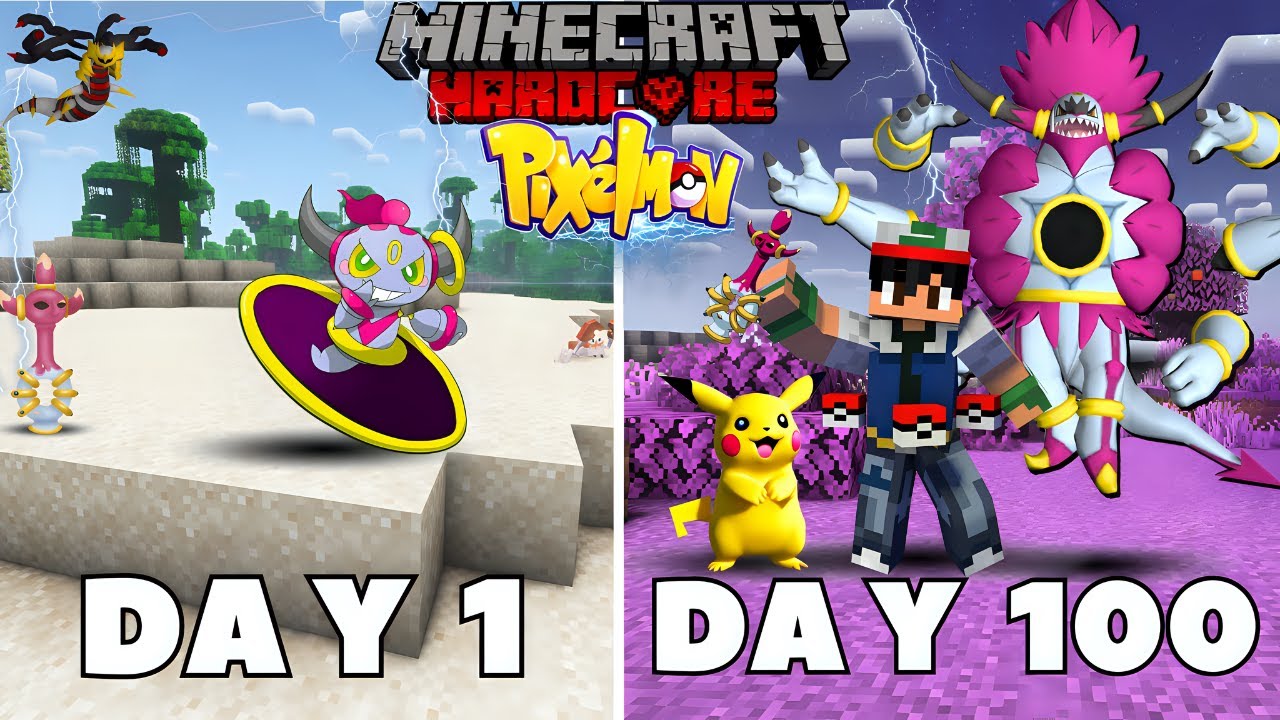 I Survived 100 DAYS as Hoopa POKEMON in HARDCORE Minecraft! अभी मजा आयेगा बिडू ||