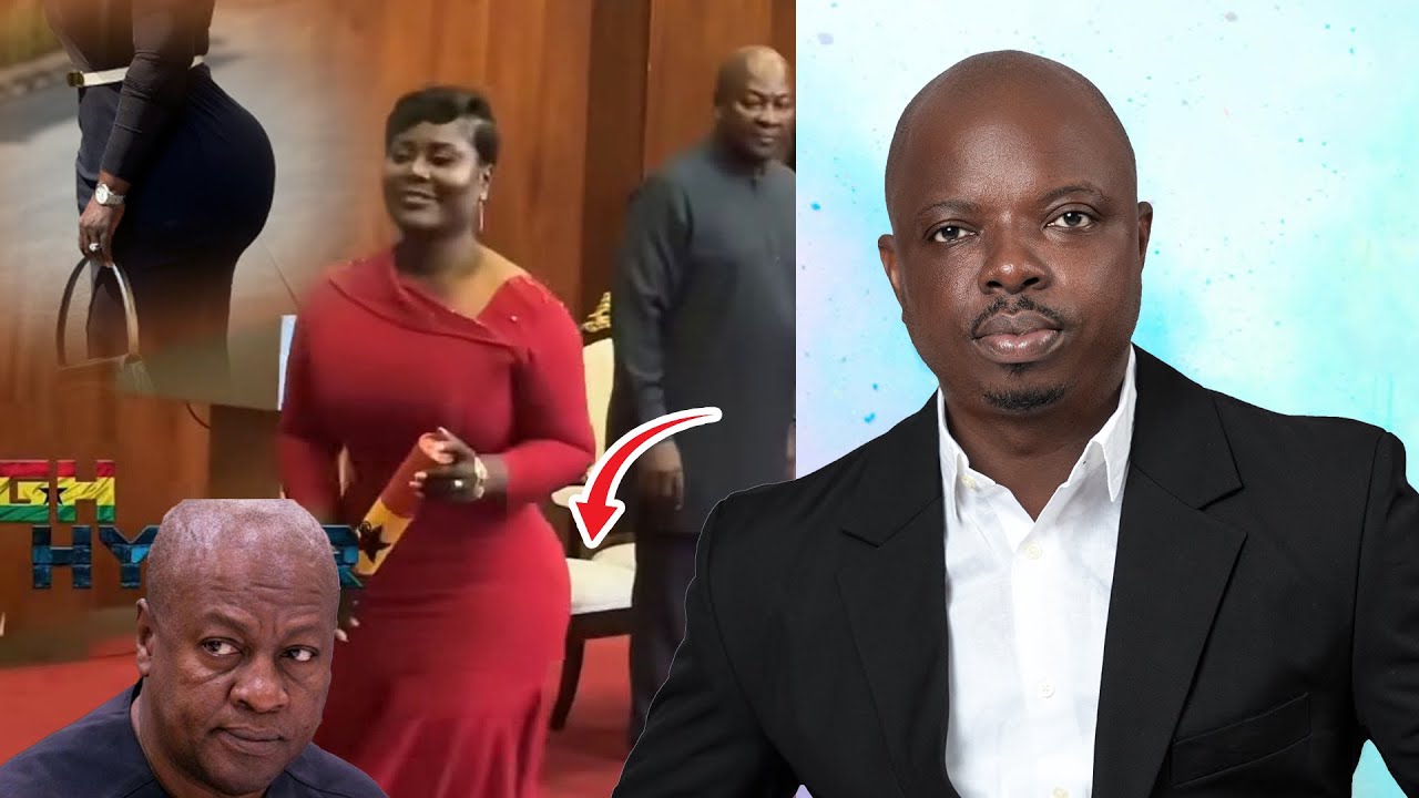 President John Mahama over  look Dorcas Affo-Toffey’s backside during her swearing-in.