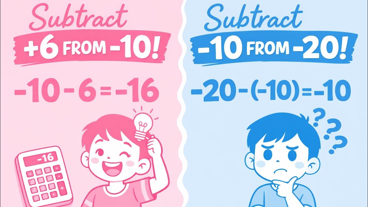 How to Subtract Negative Numbers | Easy Math Trick! Subtracting Integers Made Easy 