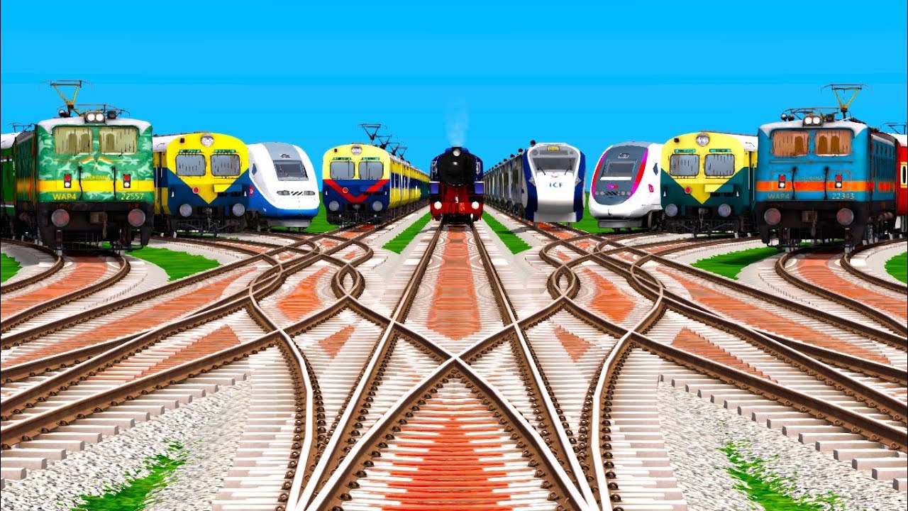 ALL Every Trains Crossing At Diamond Curved Railroad tracks ll 3D gameplay /train Simulator Classic 