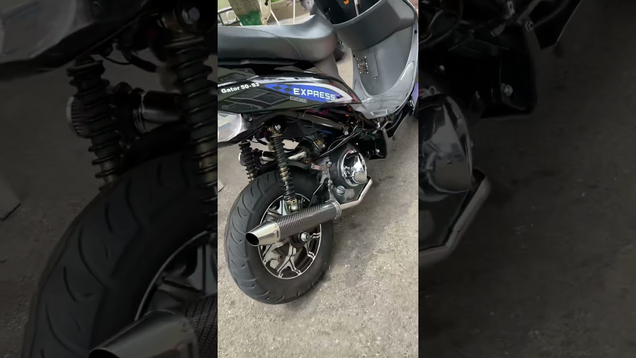 GY6 50cc scooter with 150cc carburetor and muffler racing real sound