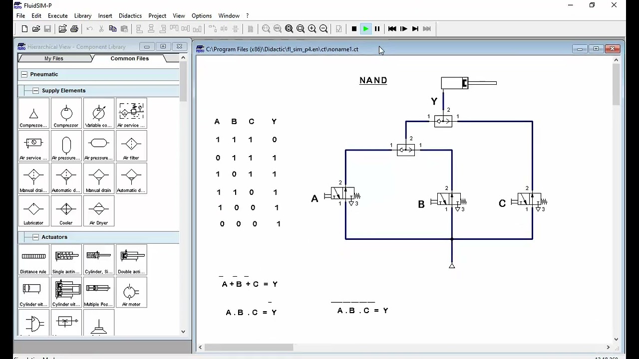 AND NAND logic gates by using pneumatic parts