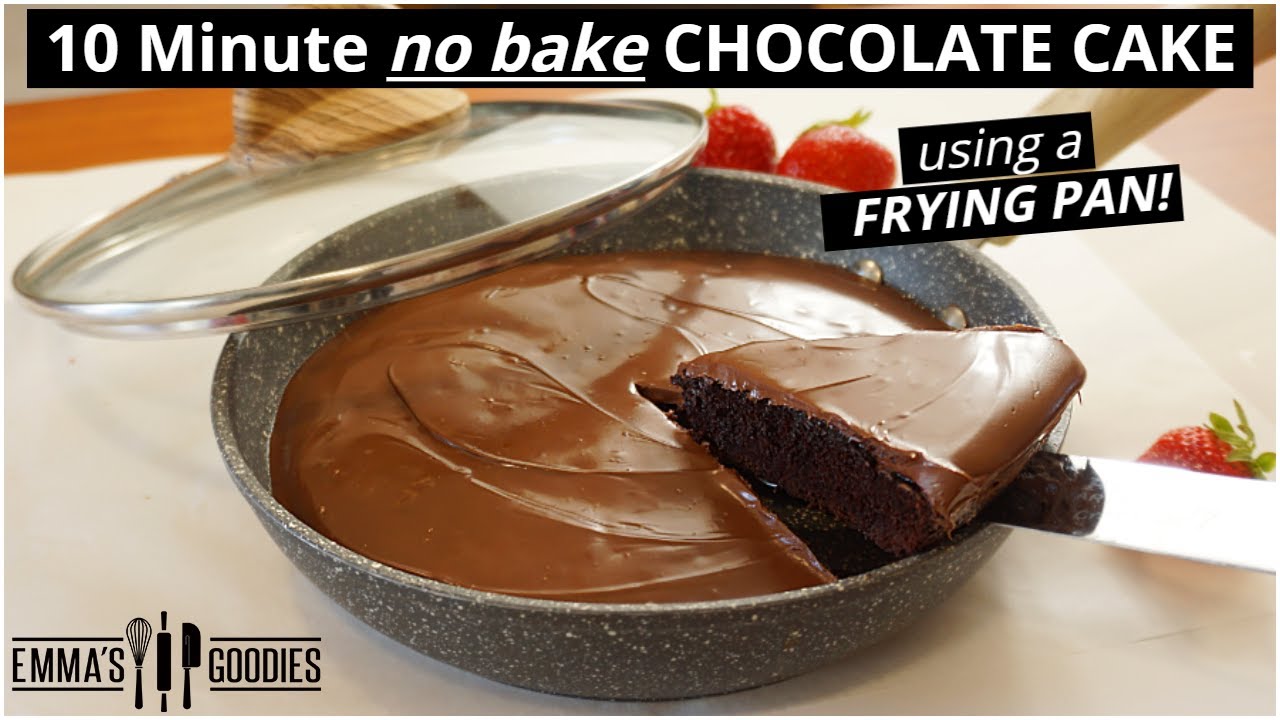 Easy 10 Minute CHOCOLATE CAKE in Frying Pan! NO Oven!