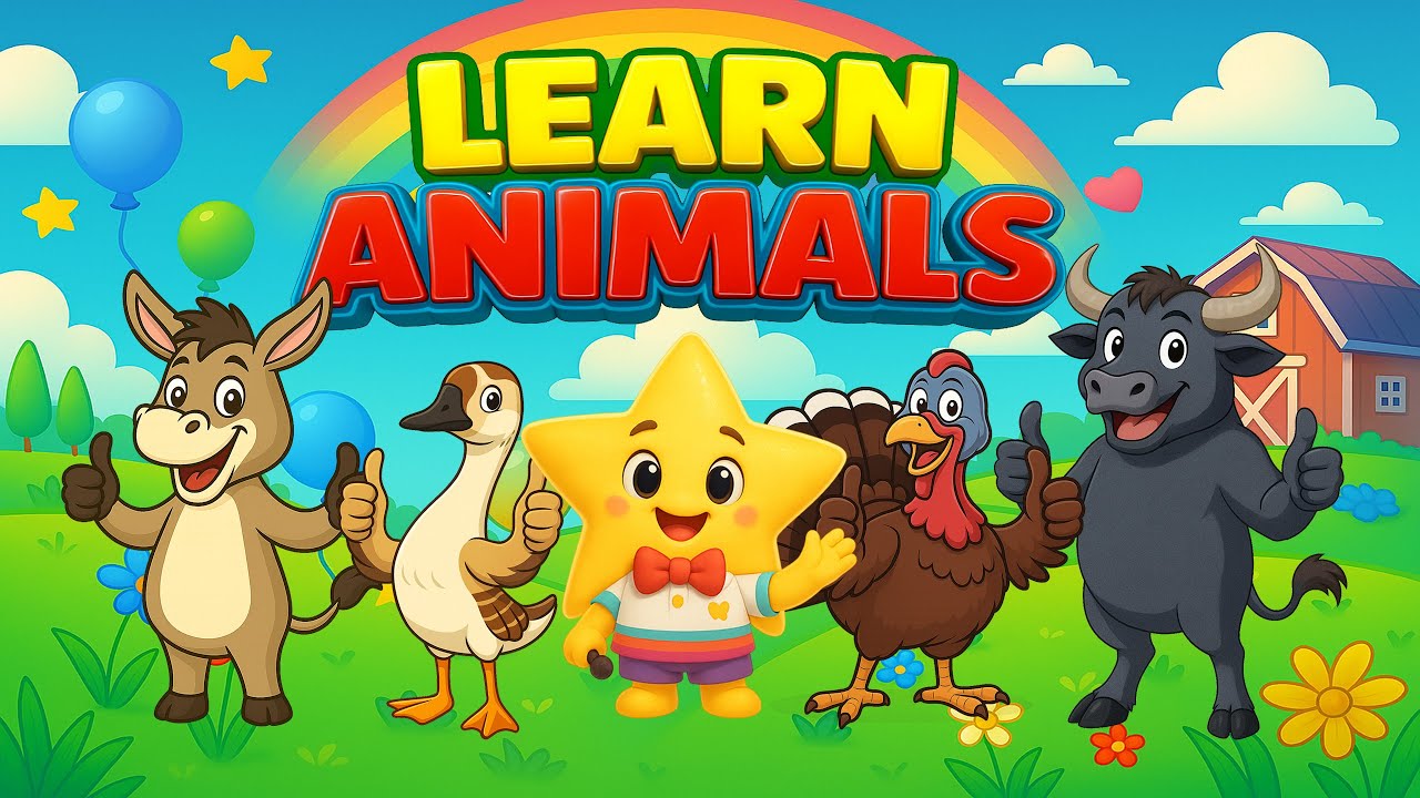 Learn Farm Animals 🦢 🦃 🐃  | Fun Songs & Games for Kids | ABC Cartoon Friends