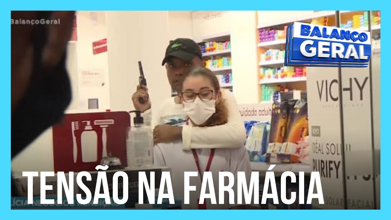 Criminoso invade farmácia e faz funcionária refém