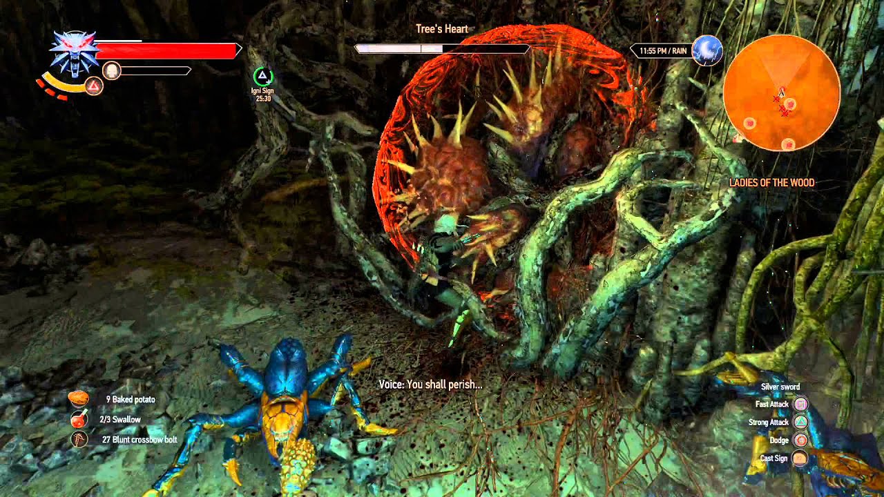 The Witcher III The Whispering Hillock Tree's Heart Fight (Death March Difficulty)