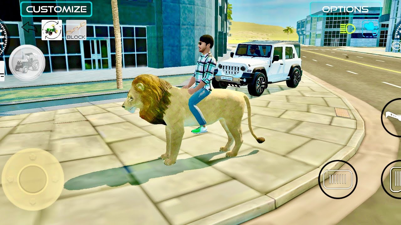 City' lion mast😱game 🎮🎮 city game lion game 🦁🦁 vs Mahindra tharox 😱🙀