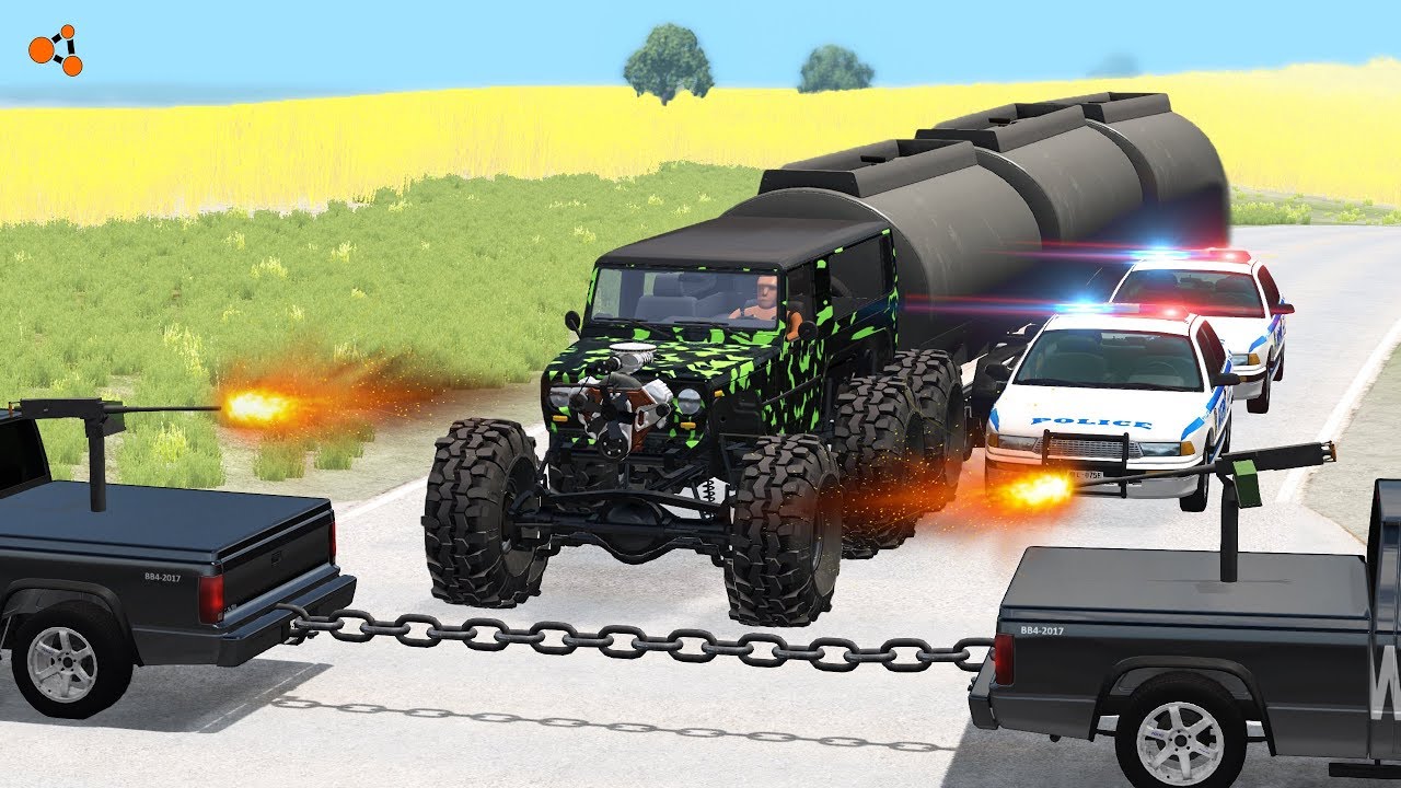 Beamng Drive - Police Chase Machine Gun vs Bandits #5