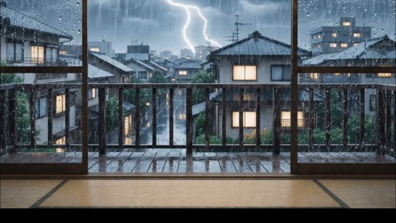 ⚡️ Tokyo Thunderstorm Lofi | Rainy Night & Distant City Lights for Sleep/Study