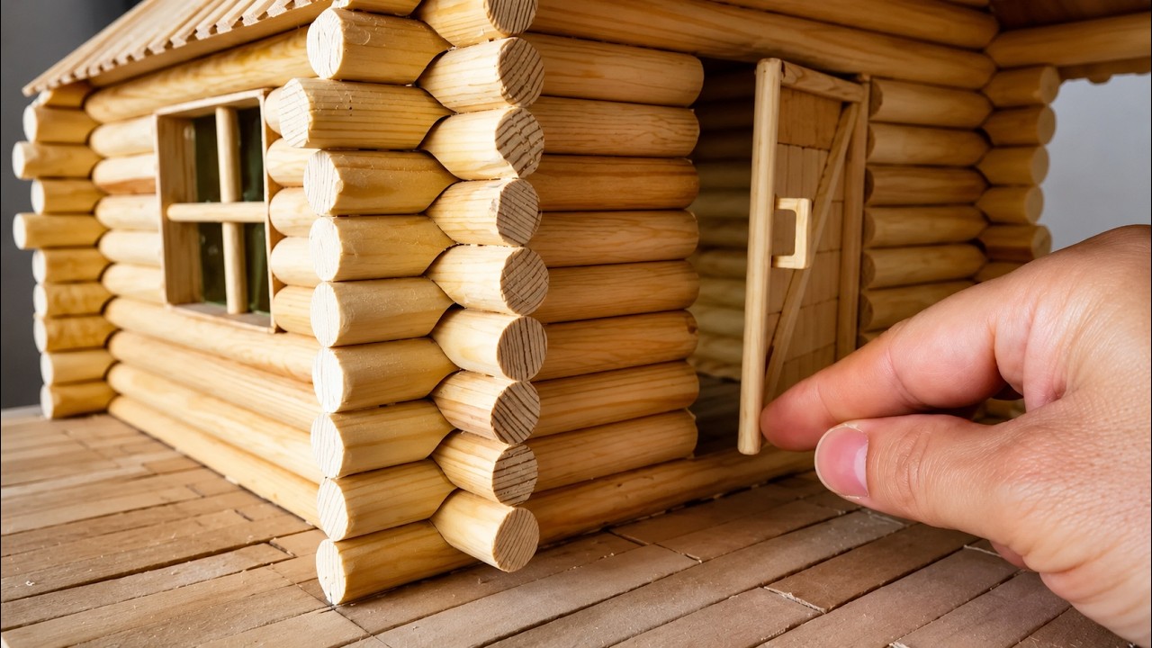 Ahşap Çubuklardan Dağ Evi Yapımı - DIY Mini Log Cabin