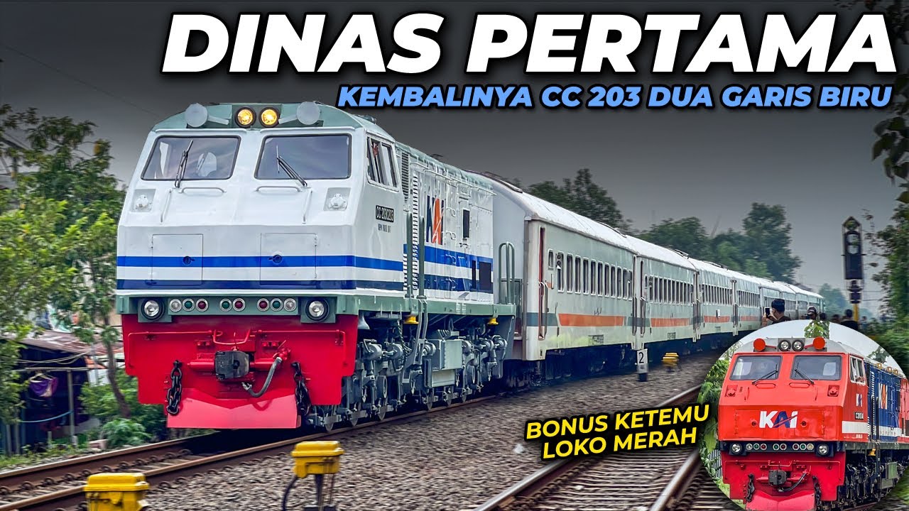 AKHIRNYA DINAS REGULER! LOKOMOTIF CC203 LIVERY DUA GARIS BIRU PULANG KE SURABAYA