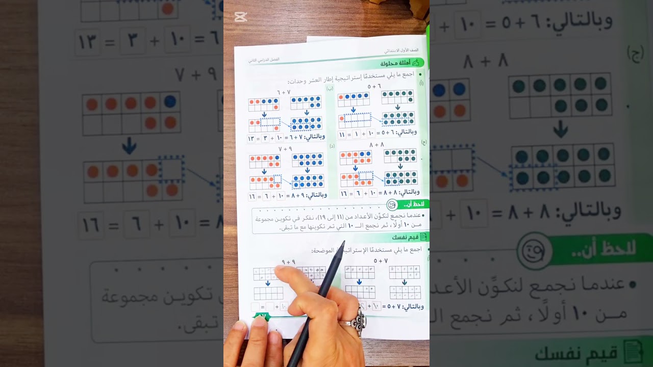 الجمع باستراتيجية تكوين ١٠الصف الاول الابتدائي