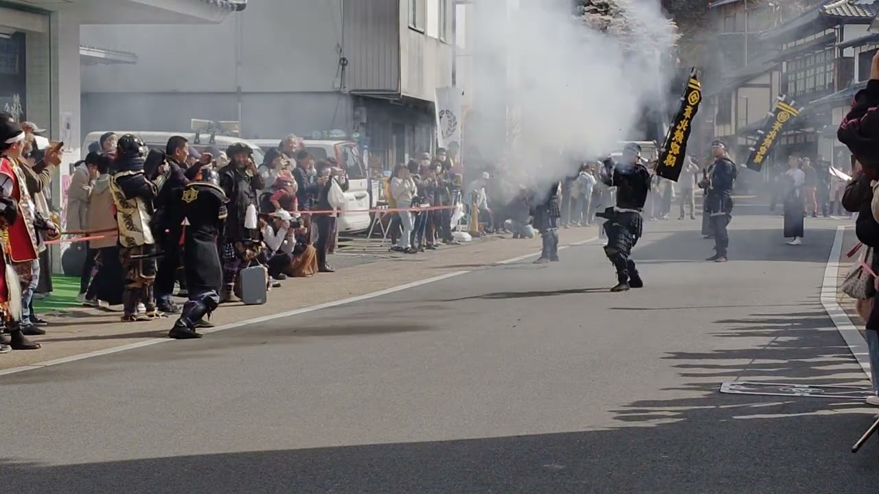 葦北鉄砲隊。2025年第77回岡城桜まつり。第ニ回目演武。