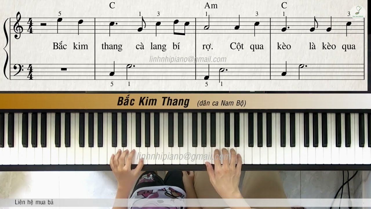 Bắc Kim Thang (dân ca Việt Nam) | Piano solo | Beginner level | Linh Nhi