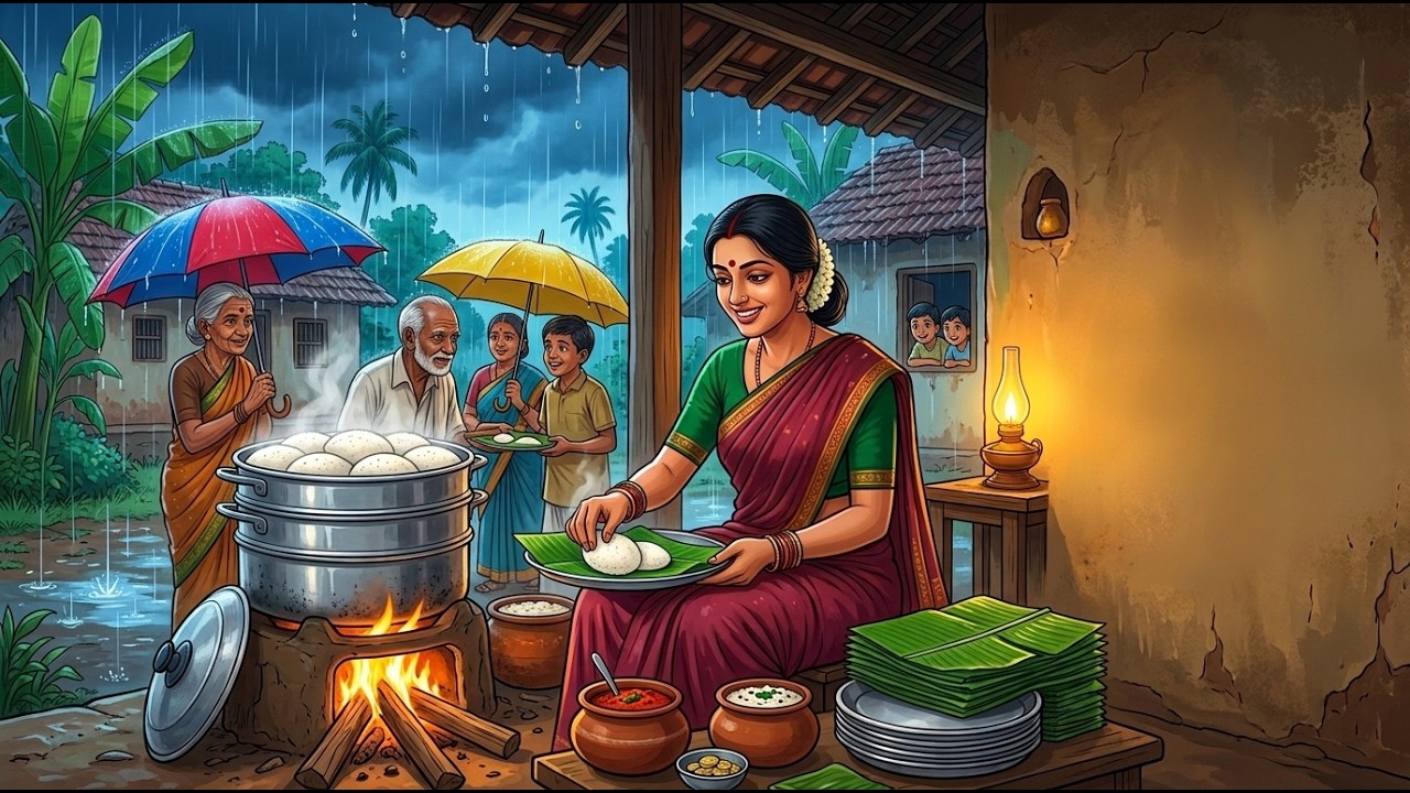 90s Village Mother&rsquo;s Morning Routine | Preparing Idli's for sale | Monsoon Life | Ghibli