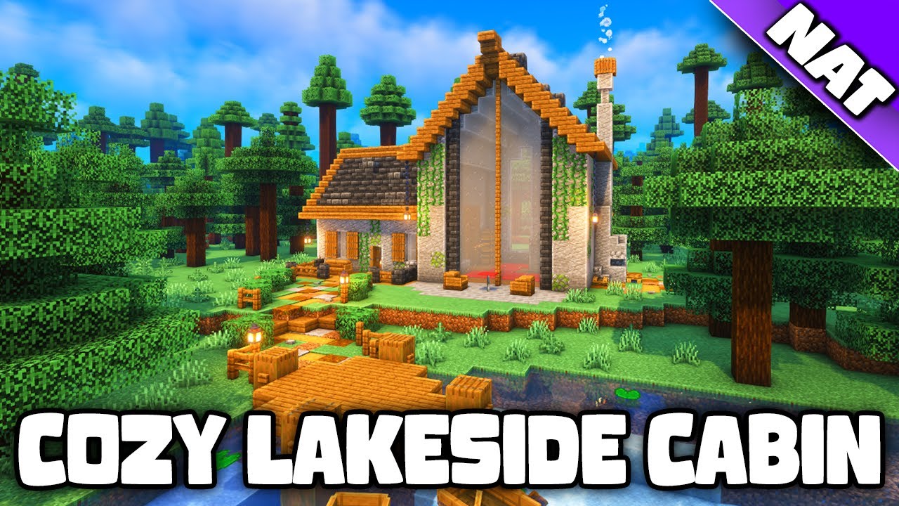 Building A COZY LAKESIDE CABIN In Minecraft