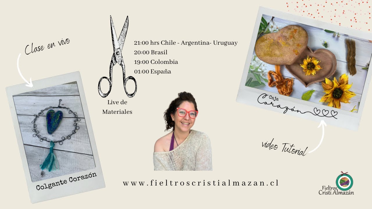 Live de materiales caja y colgante corazón de fieltro