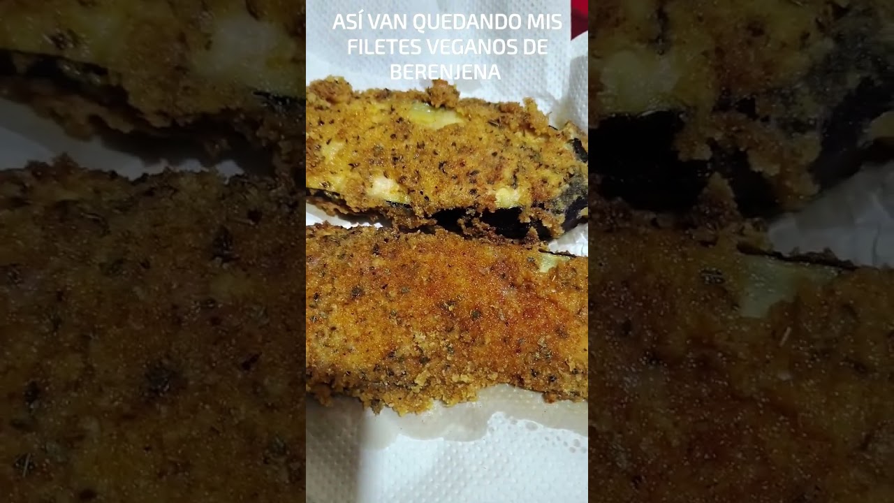 ASÍ VAN QUEDANDO MIS FILETES VEGANOS DE BERENJENA... Para chuparse los dedos