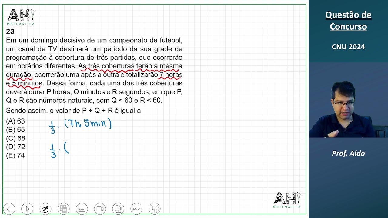 Quest&atilde;o de Concurso - CNU 2024 - N&iacute;vel Intermedi&aacute;rio - 23 - Gabarito A - Grandezas e Medidas