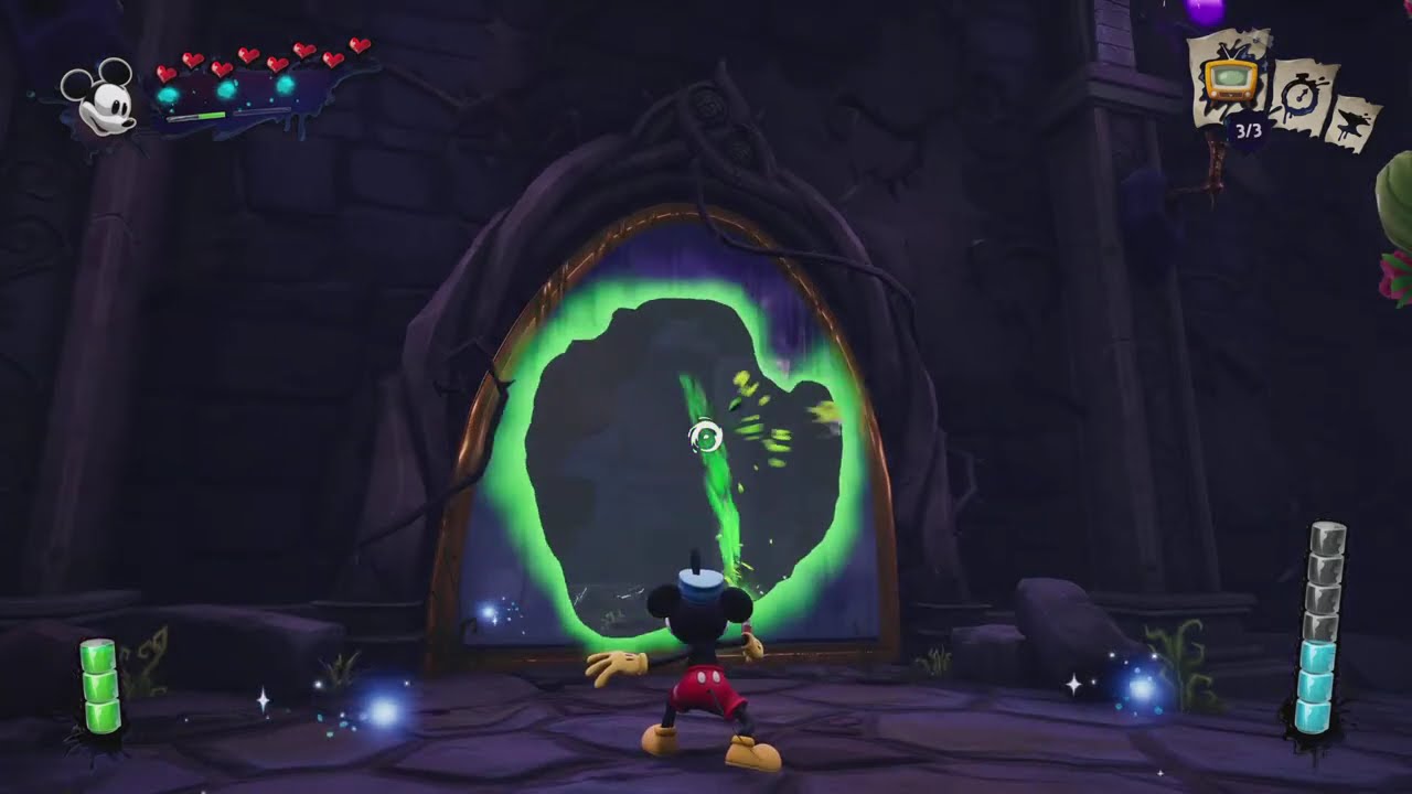 Disney Epic Mickey Rebrushed- HOW TO: Get GOLD PIN in Oswald's Throne Room by painting in pictures