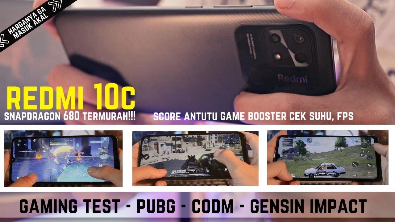 REDMI 10C GAMING REVIEW, PUBG TEST, CODM, GENSIN IMPACT, CEK FPS, SUHU, DRAIN BATTERY TEST INDONESIA
