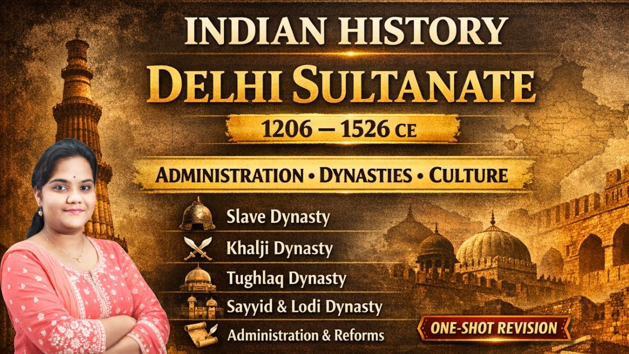 Delhi Sultanate Complete History (1206–1526) | Administration, Dynasties & Culture One-Shot Revision