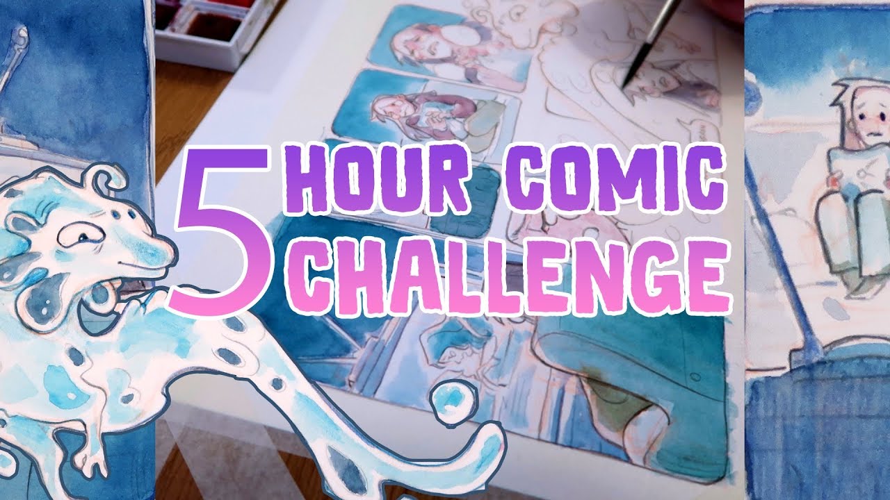 5 hour comic challenge • Digital artist does watercolour (+ vlog )