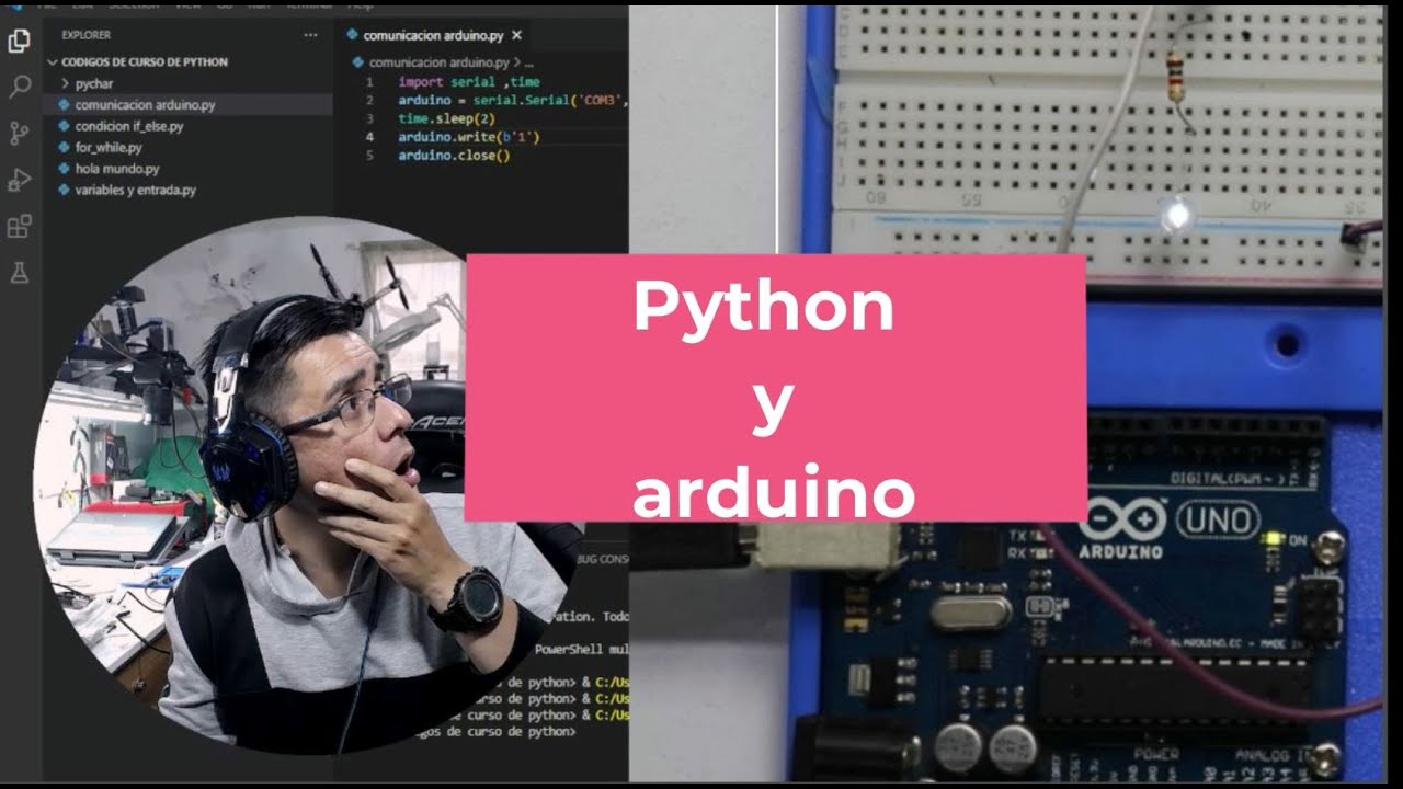 comunicación y control con python y arduino mediante pyserial y visual code studio