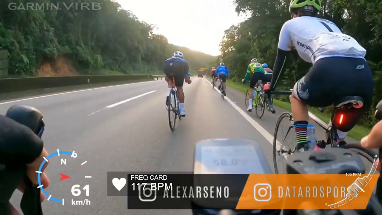 Descida da Serra do Mar da Br 277 em Curitiba. Ciclismo de Estrada Com dados. BPM e RPM