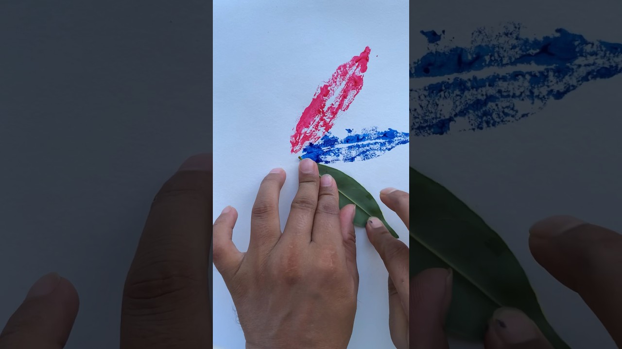 Creative Flower 🌿 with Litchi Leaf #shorts #art #painting #ytshorts #creative#diy #kidsart#leafart