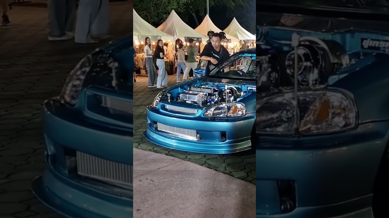 Honda Civic Nos purging at a car show in Thailand 