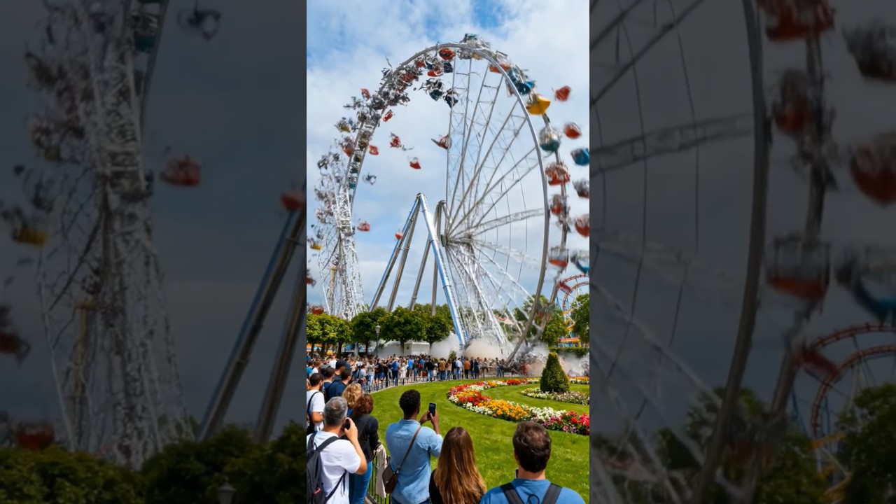 🥺OMG! Park ride disaster - the ferris wheel collapsed! #shorts #accident #ferriswheel #ride