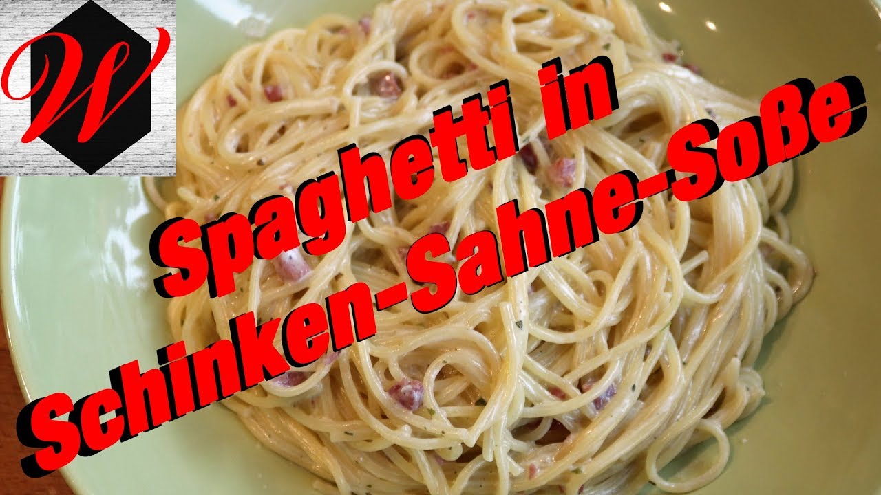 Spaghetti in Schinken-Sahne-So&szlig;e einfach und schnell // 4K Video //