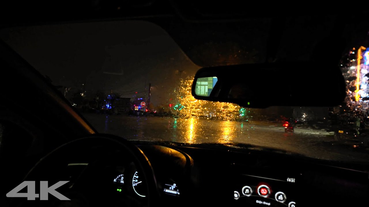 Driving in a Thunderstorm at Night for Sleep and Relaxation