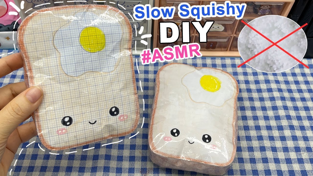[ASMR] Cách làm squishy Lát Bánh Mì chậm tăng bằng giấy Ô ly | Không cần bông | Liam Channel