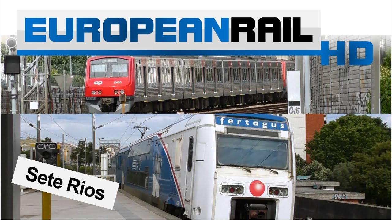Comboios de Portugal CP Lisboa 2300 / 2400 EMU calls & Fertagus 3500 EMU departs Sete Rios Station