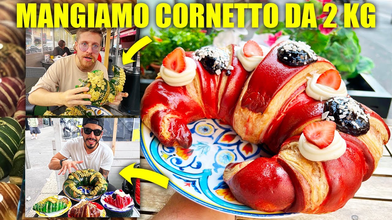 NON CI CREDO MANGIAMO UN CORNETTO ENORME DA 2 KG! - QUESTO DOLCE &Egrave; PI&Ugrave; GRANDE DEL BRACCIO DI DADDA!