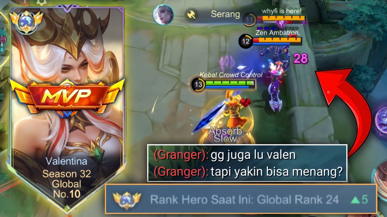 VALENTINA HANDEY PERFECT GAMEPLAY ROAD TO GLOBAL!! MODE BANTAI BANTAI ON!! - MOBILE LEGENDS