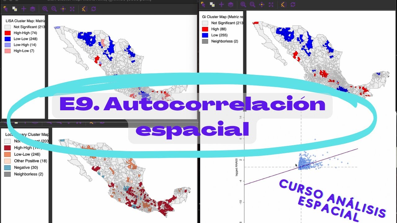 Geoda  E9  Autocorrelación espacial