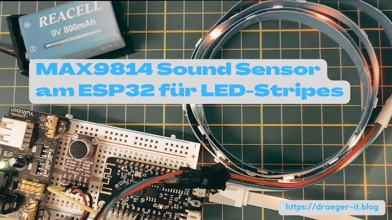 Controlling an LED strip with a MAX9814 sound sensor on an ESP32 with WLED