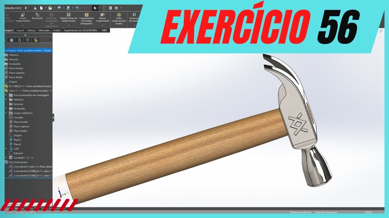 LOFT NO SOLIDWORKS - MARTELO 3D | EXERCÍCIO 56
