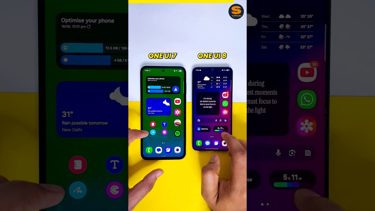 One UI 8 vs One UI 7 | which has better design? 🥶🥵 #oneui8 #oneui7 #tech