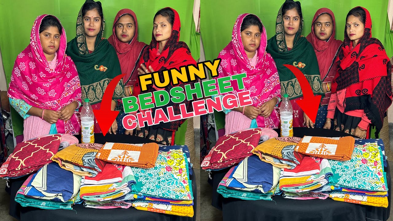 Bedsheet Funny Bottle Flip Challenge With Family❤️🔥#challenge #bedsheets #viral