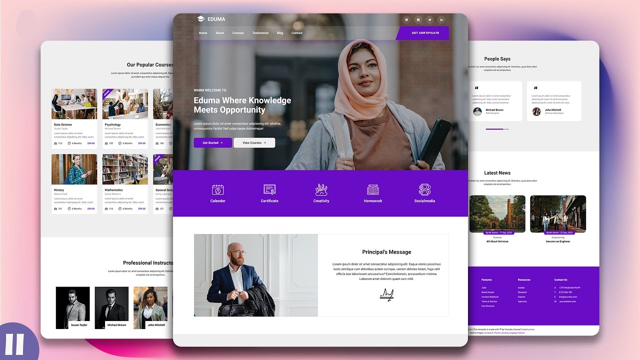 React Educational Website Using React js - Complete College/University Website Using React