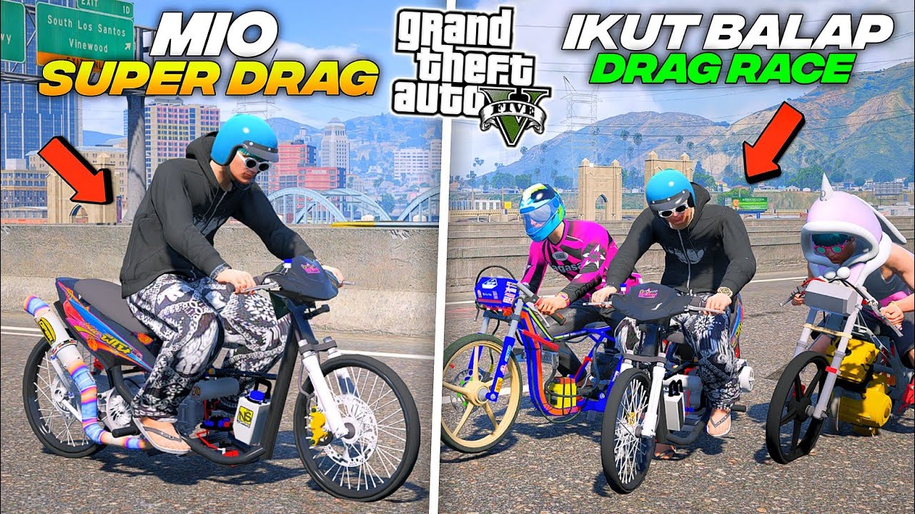 Aku Beli Motor MIO Spek Drag Dari Gangster Untuk Ikut Balapan DRAG RACE Di - GTA 5 MOD