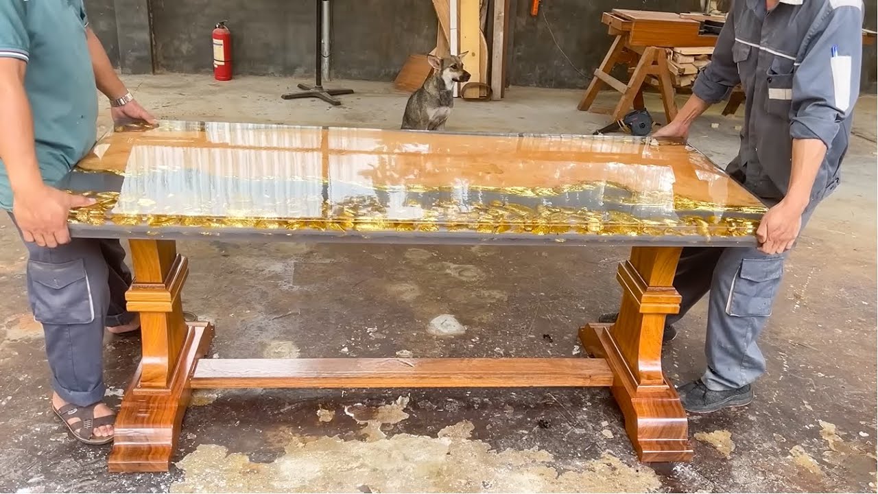 Handcrafted Golden Epoxy Table by Master Truong and Colleagues | Truong Woodworking