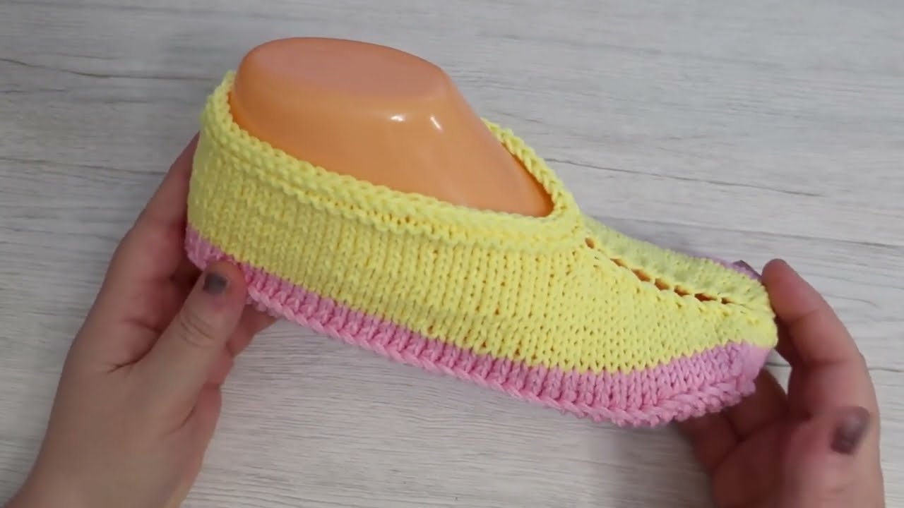 Тапочки-следки спицами. Очень ПРОСТО! Подробный МК. Slippers with knitting needles. Detailed MK