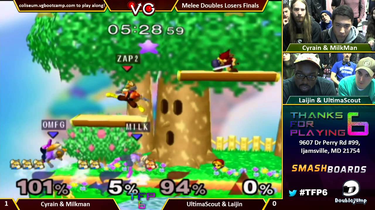TFP6 - UltimaScout & Laijin Vs. Cyrain & Milkman - SSBM Doubles Losers Finals - Smash Melee